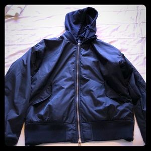 PAC sun hooded bomber jacket - navy - size small